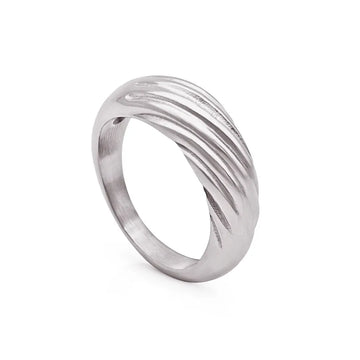 Smooth band ring with flowing grooves – designed to mirror current, ease, and intuitive momentum.