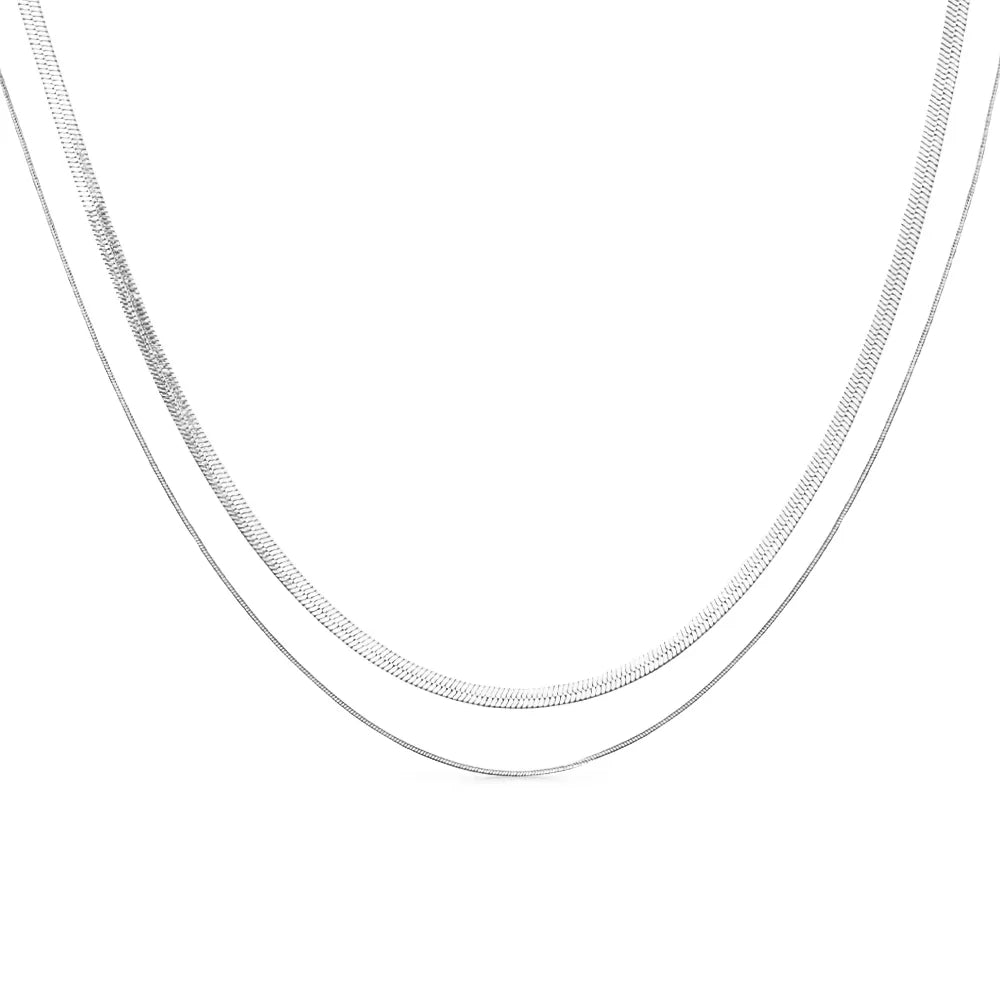 Dual-layer snake chain necklace – bold fluidity, reflecting power in grace.