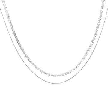 Dual-layer snake chain necklace – bold fluidity, reflecting power in grace.